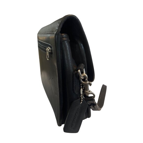 Vtg Coach 9832 Black Leather Turnlock Clutch Handbag Brushed Nickel Hardware - Picture 3 of 11
